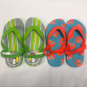 NWOT size 10/11 flip flops sharks and piranhas